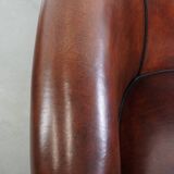 Sheepskin Leather Club Chair with Black Piping