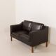 Danish black aniline leather sofa by Hurup, 1980s