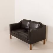 Danish black aniline leather sofa by Hurup, 1980s