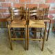 Antique turned wood high bar stool + vintage straw seat