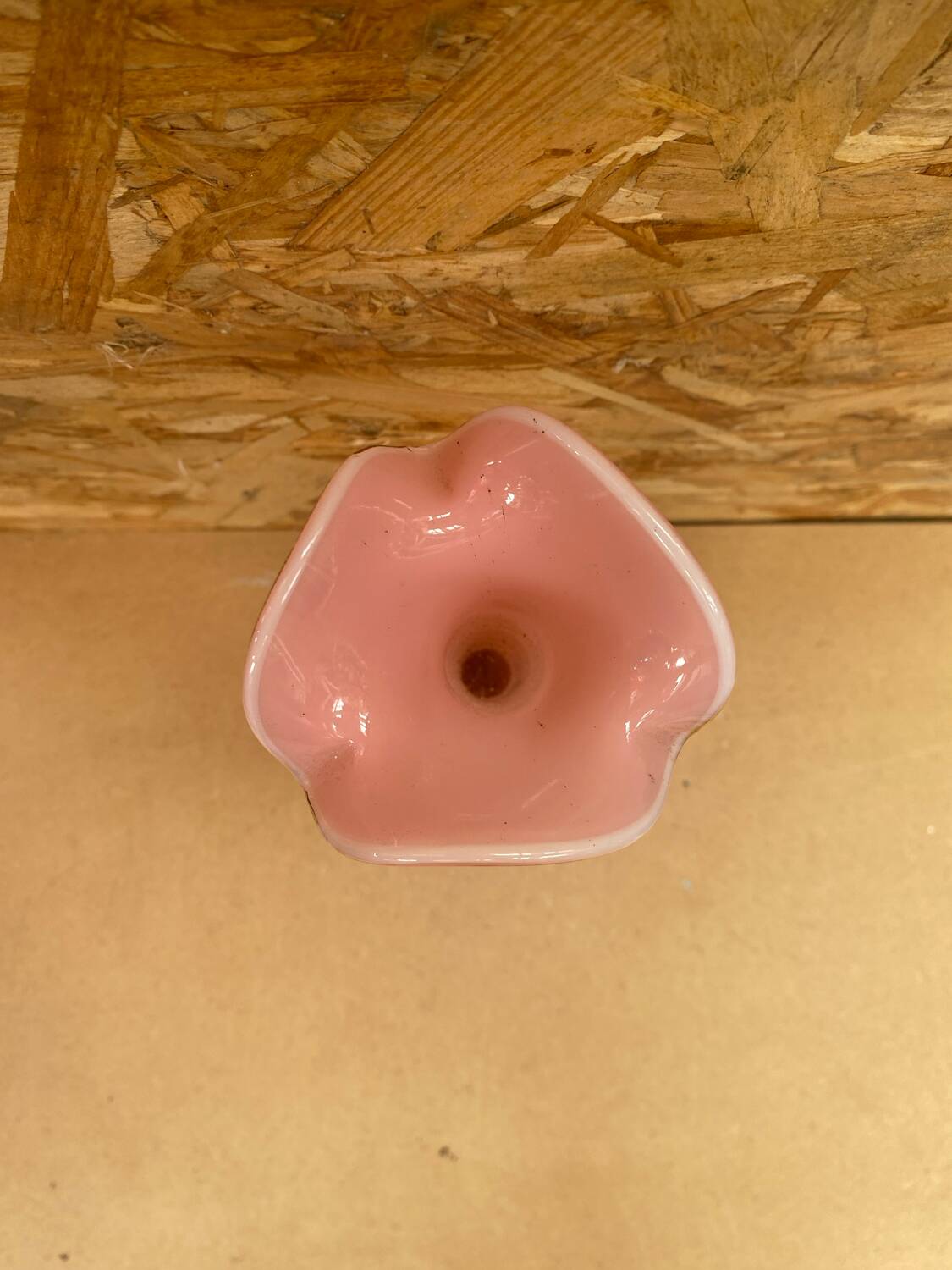 Old Pink Opaline Soliflore Vase + Vintage Gold & Camé Decor