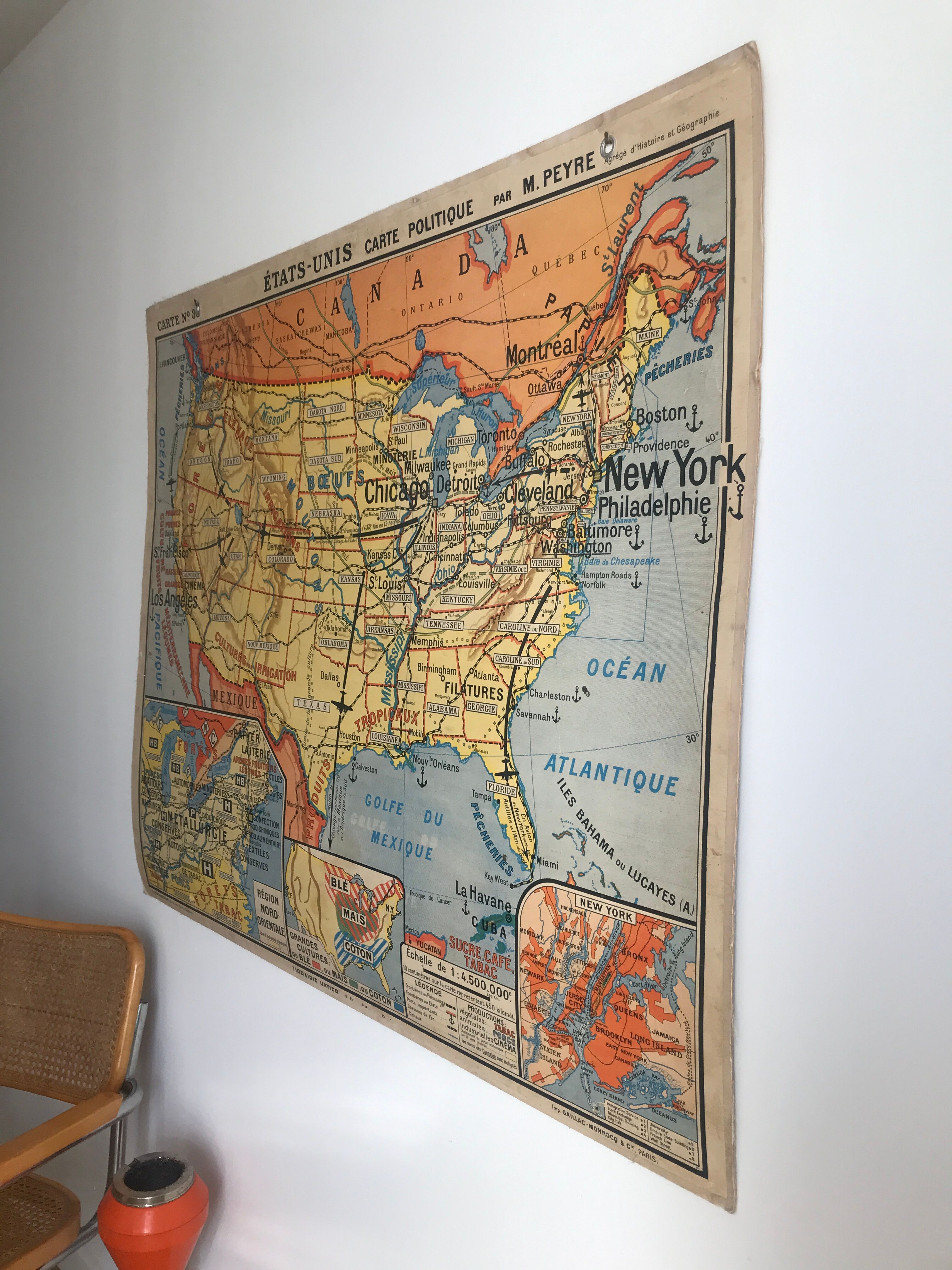 Vintage school map United States N°33 Editions Hatier by M.Peyre