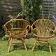 Paire de fauteuils rotin corbeille vintage
