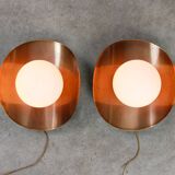 Vintage German Wall Lamps in Copper Plating from Ist Ellux, 1980s, set of 2