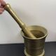 Large mortar & pestle. Chiseled bronze or brass metal, scarified decoration