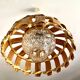 Scandinavian pendant light with wood veneer and bubble glass, 1970