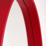 Large Vintage Mirror with Red Leatherette Frame