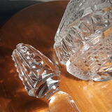 crystal carafe and cap trimmer stone and big old work chiselee