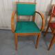 Lot 5 armchairs bridge skai and wood - red green