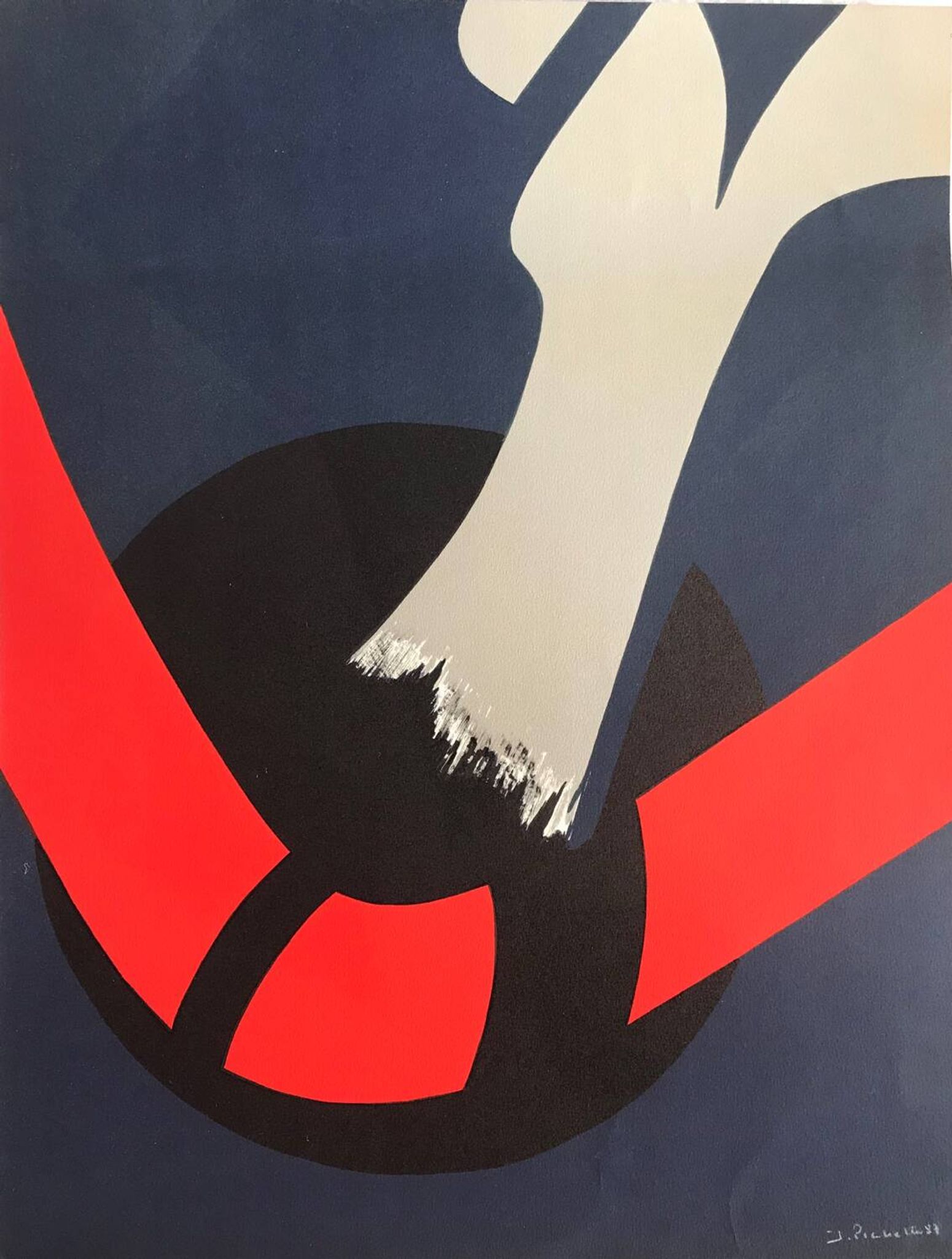 Composition,1987.lithographie originale de james pichette ( 1920-1996)