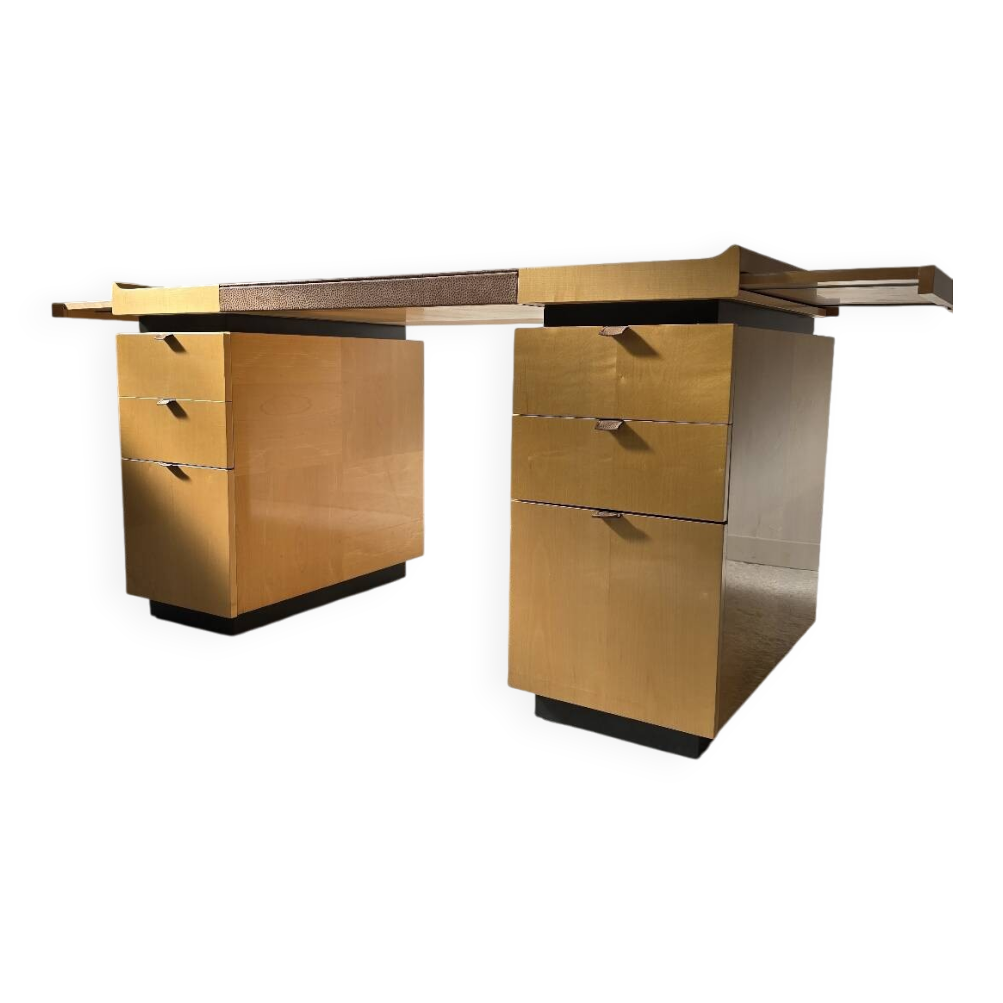 Hugues Chevalier "Princeton" desk – light maple & leather 1980's