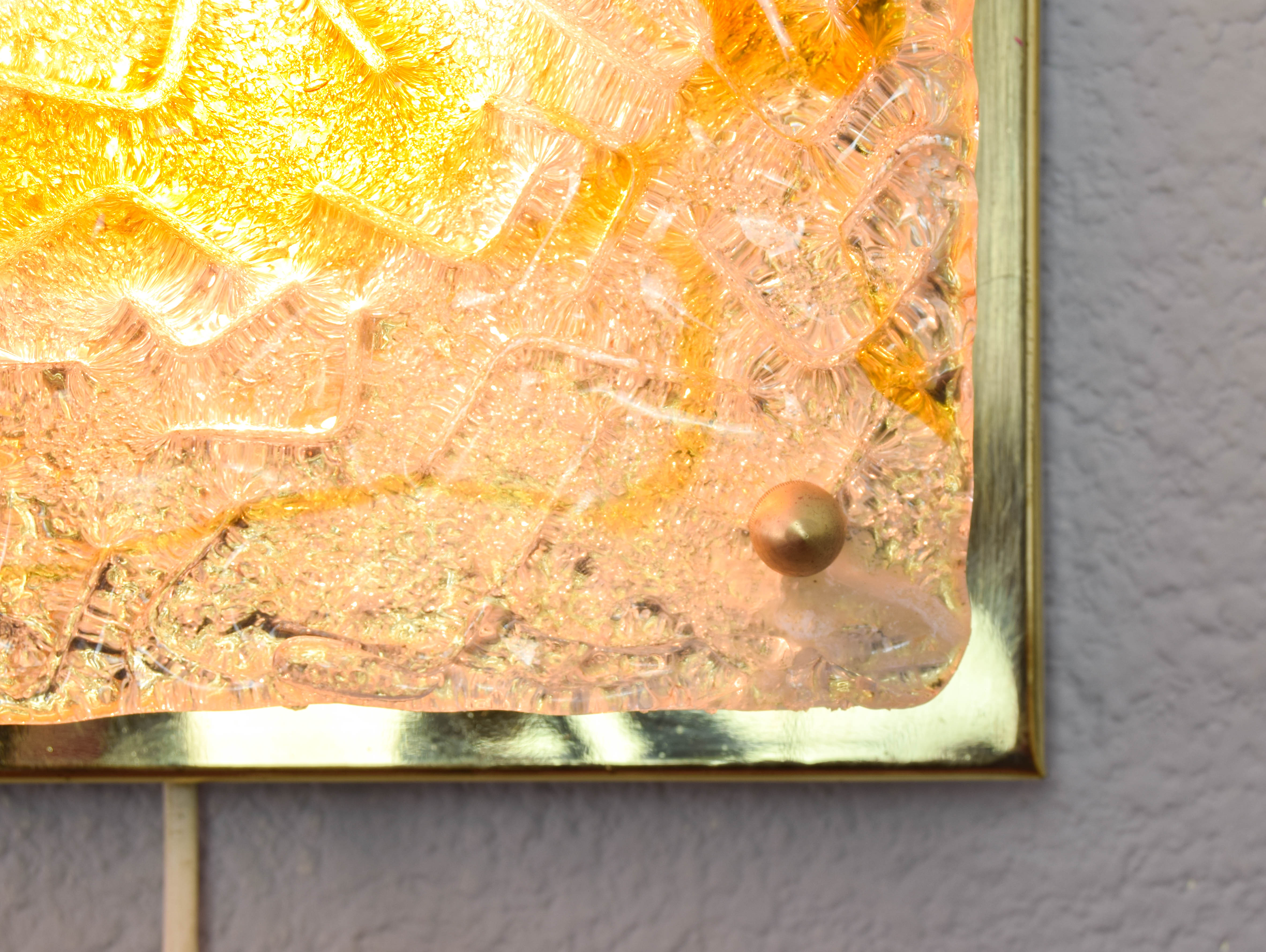 Mazzega Murano glass and brass wall lamp from the 60s