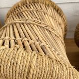 4 tabourets corde et rotin