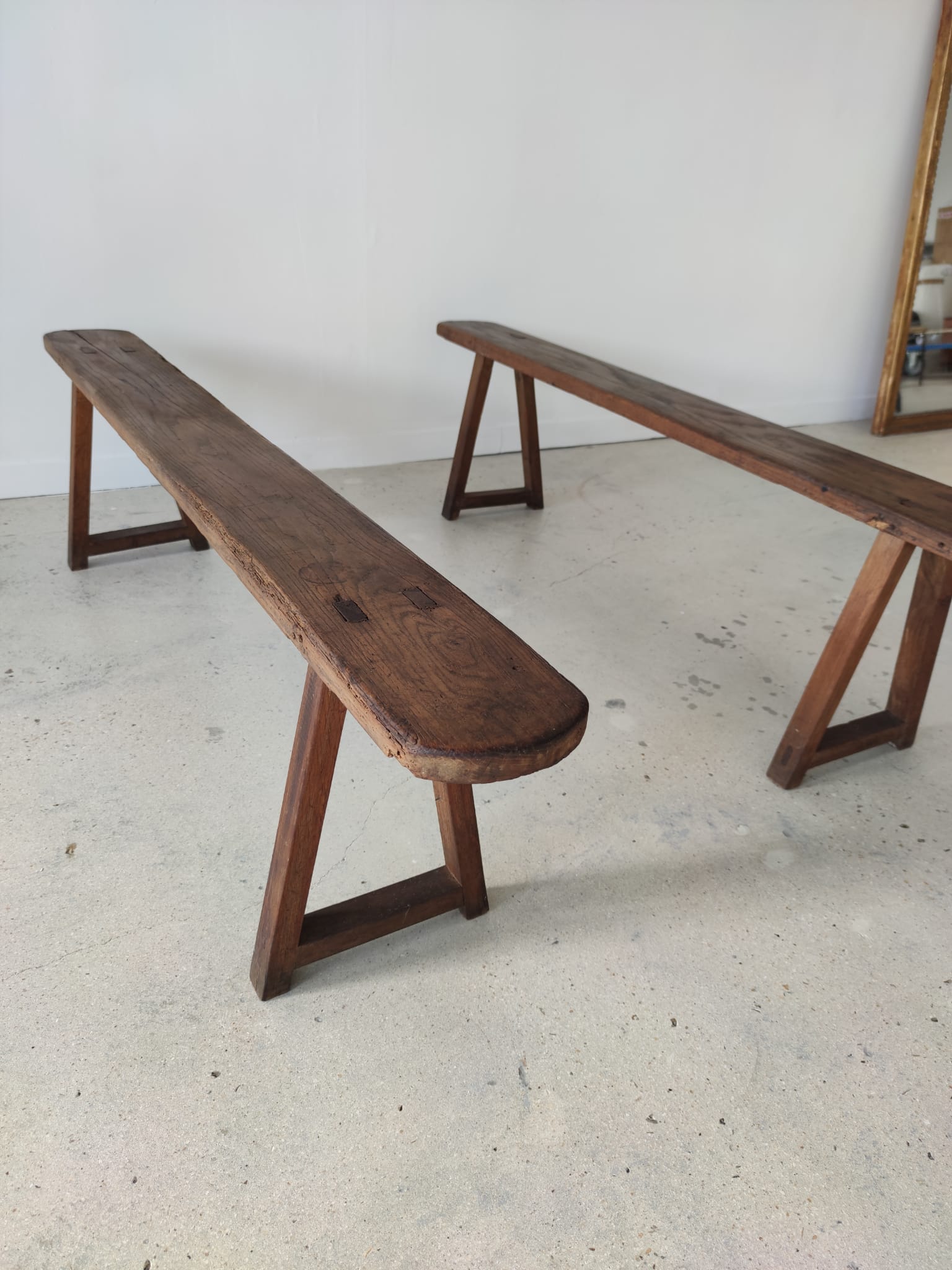 Pair of solid oak benches