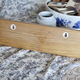 Vintage Scandinavian wall-mounted coat rack in pine - 3 square hooks