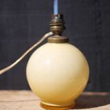 Lampe verre jaune vintage, lampe boule jaune miel, lampe de table verre soufflé, lampe à poser