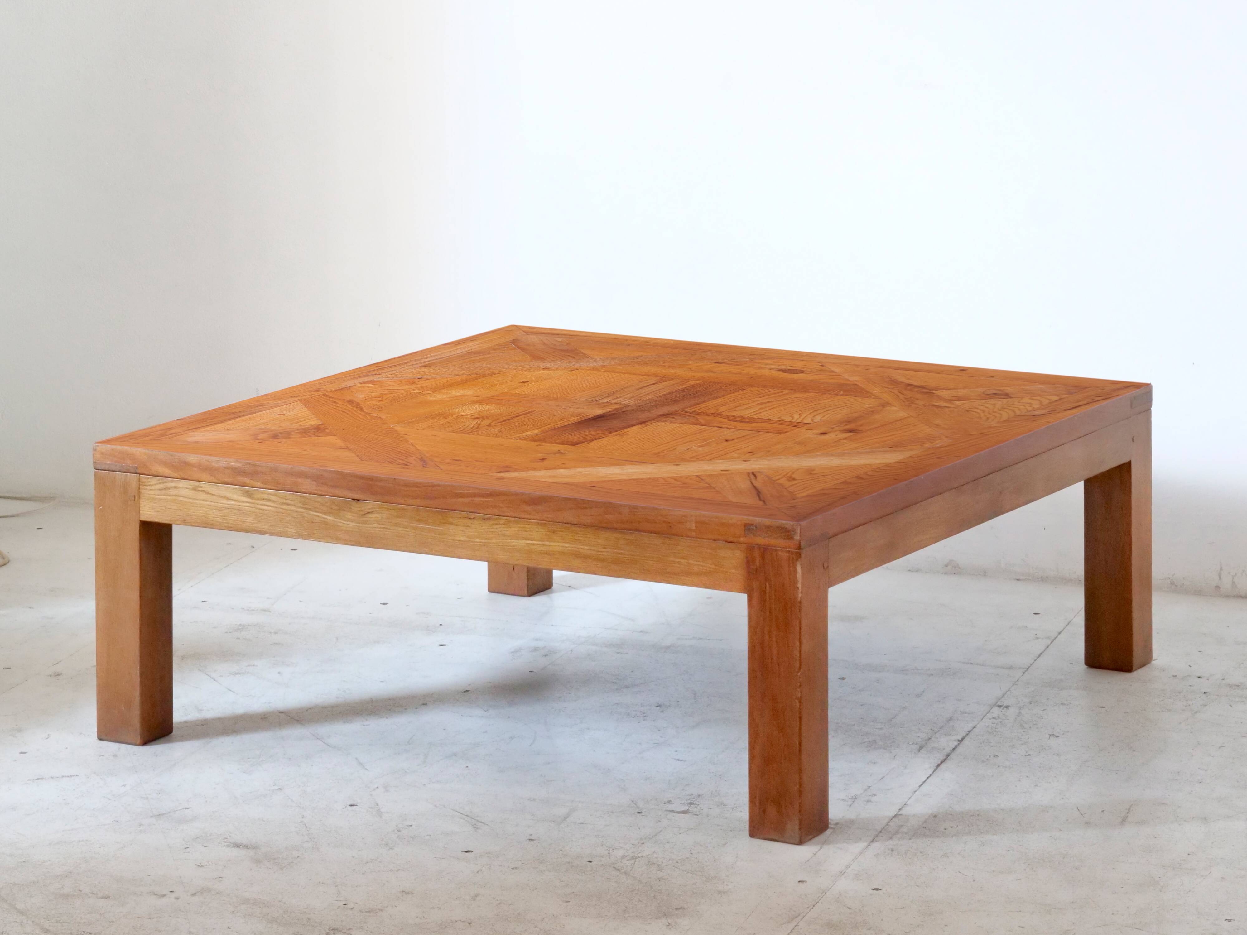 solid oak coffee table Aremberg parquet pattern from the 19th century