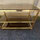 brass coffee table with 2 smoked glass tops 1970s/80s
