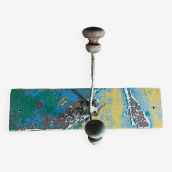 Weathered wood coat rack, weathered metal coat hook