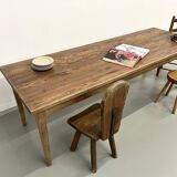 Farmhouse table with spindle legs in solid beech and ash