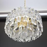 Superb brass and crystal glass light fixture Palazzo, Kalmar, Austria, 1970.