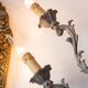 Large Italian Florentine style wall lamp in wood and metal
