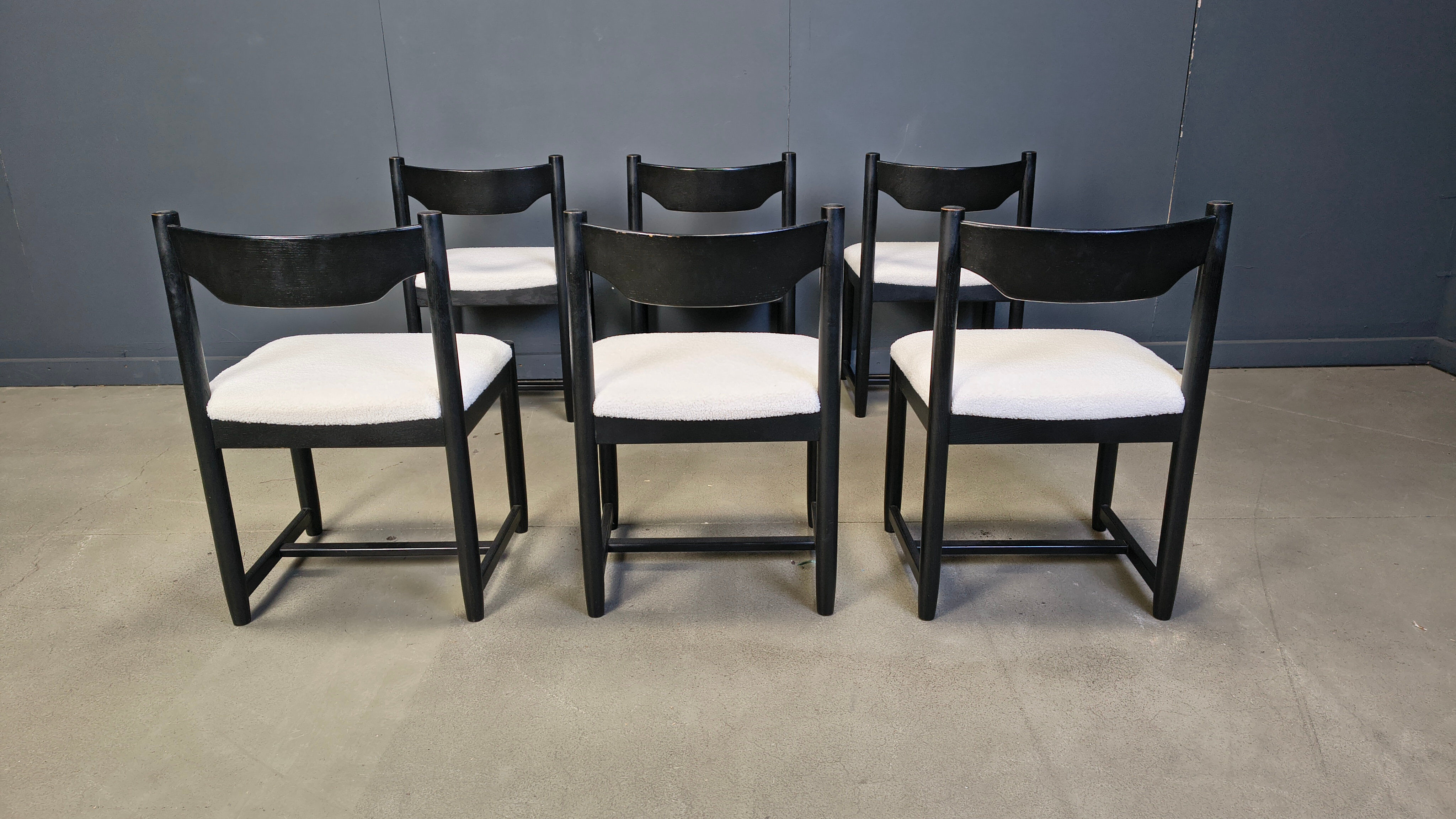 Vintage black wooden dining chairs, 1970s