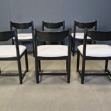 Vintage black wooden dining chairs, 1970s