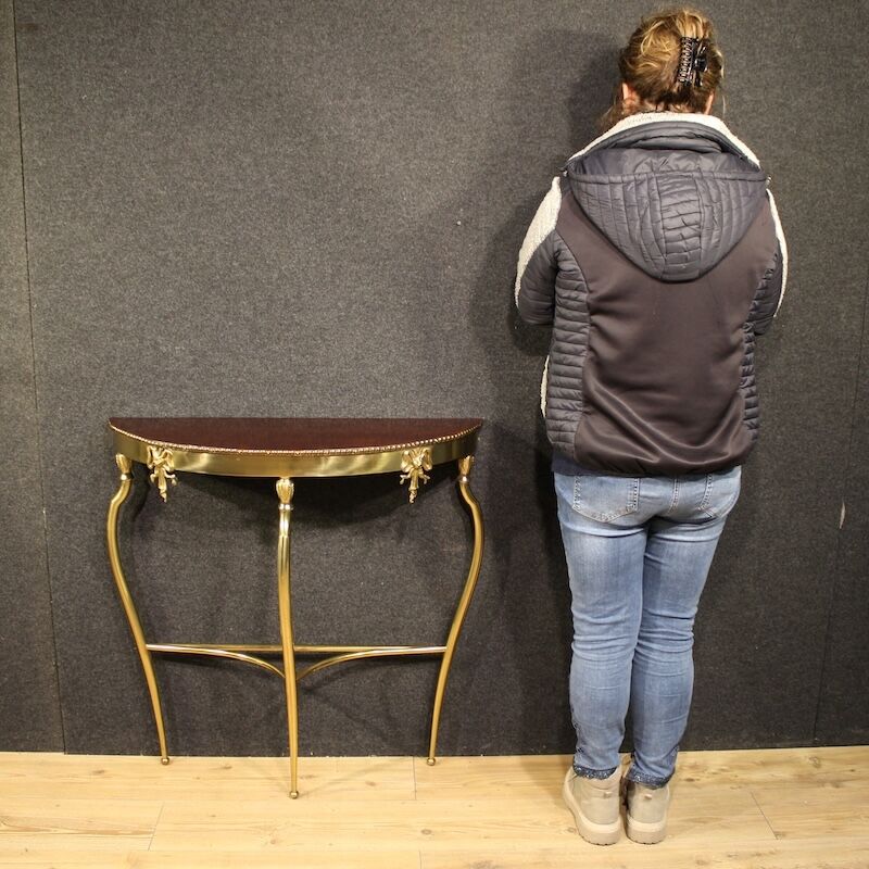 20th century Italian gilded brass console table
