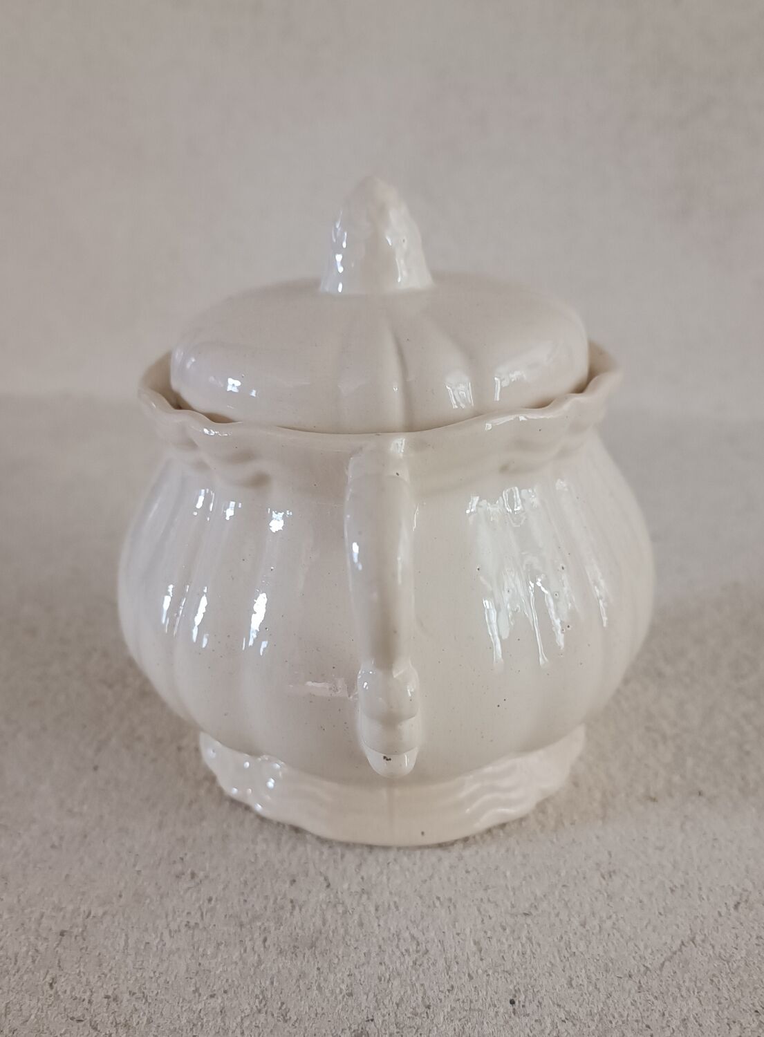 Sarreguemines ivory iron earth sugar bowl