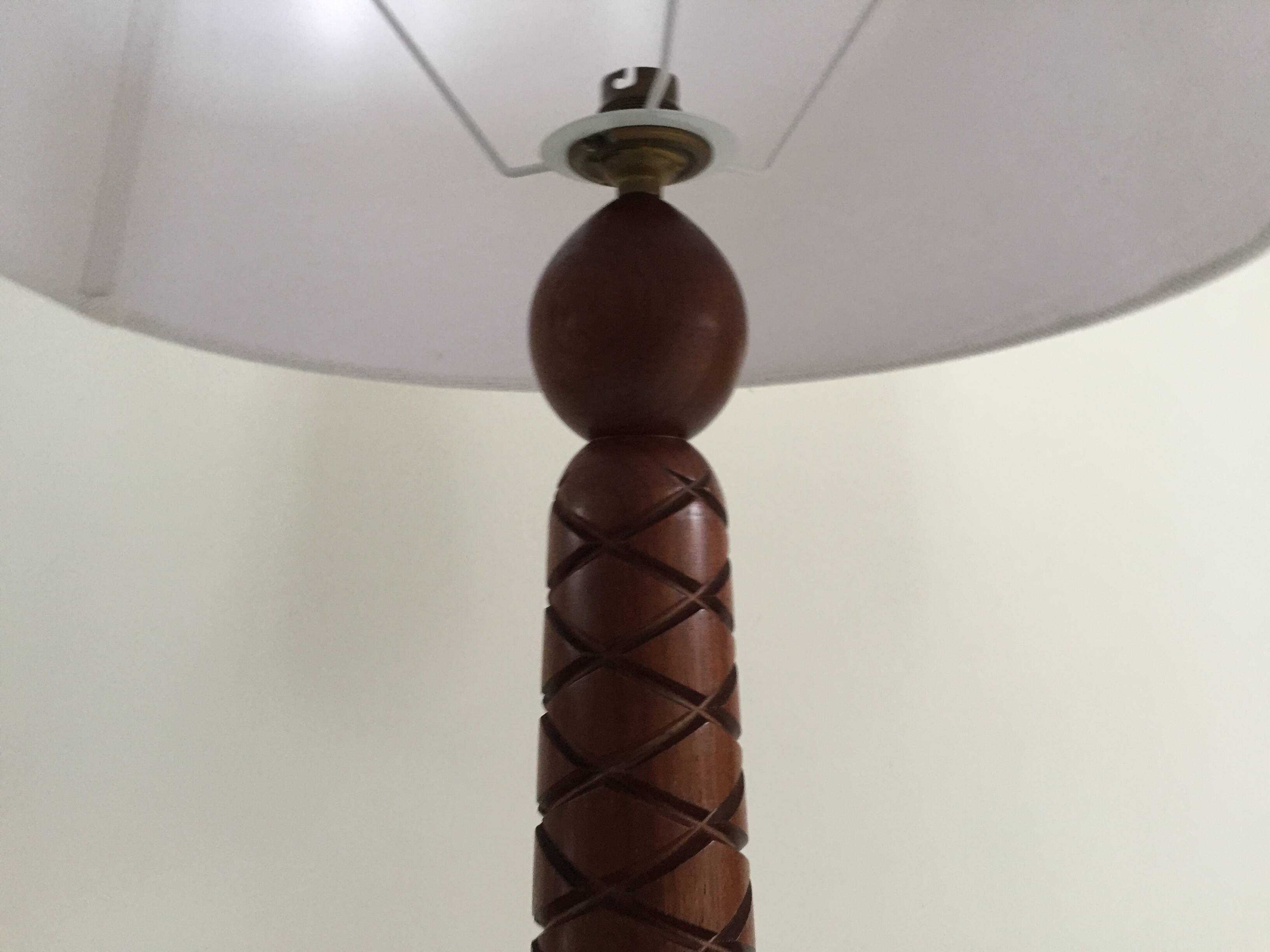 Art deco lamp rosewood carved