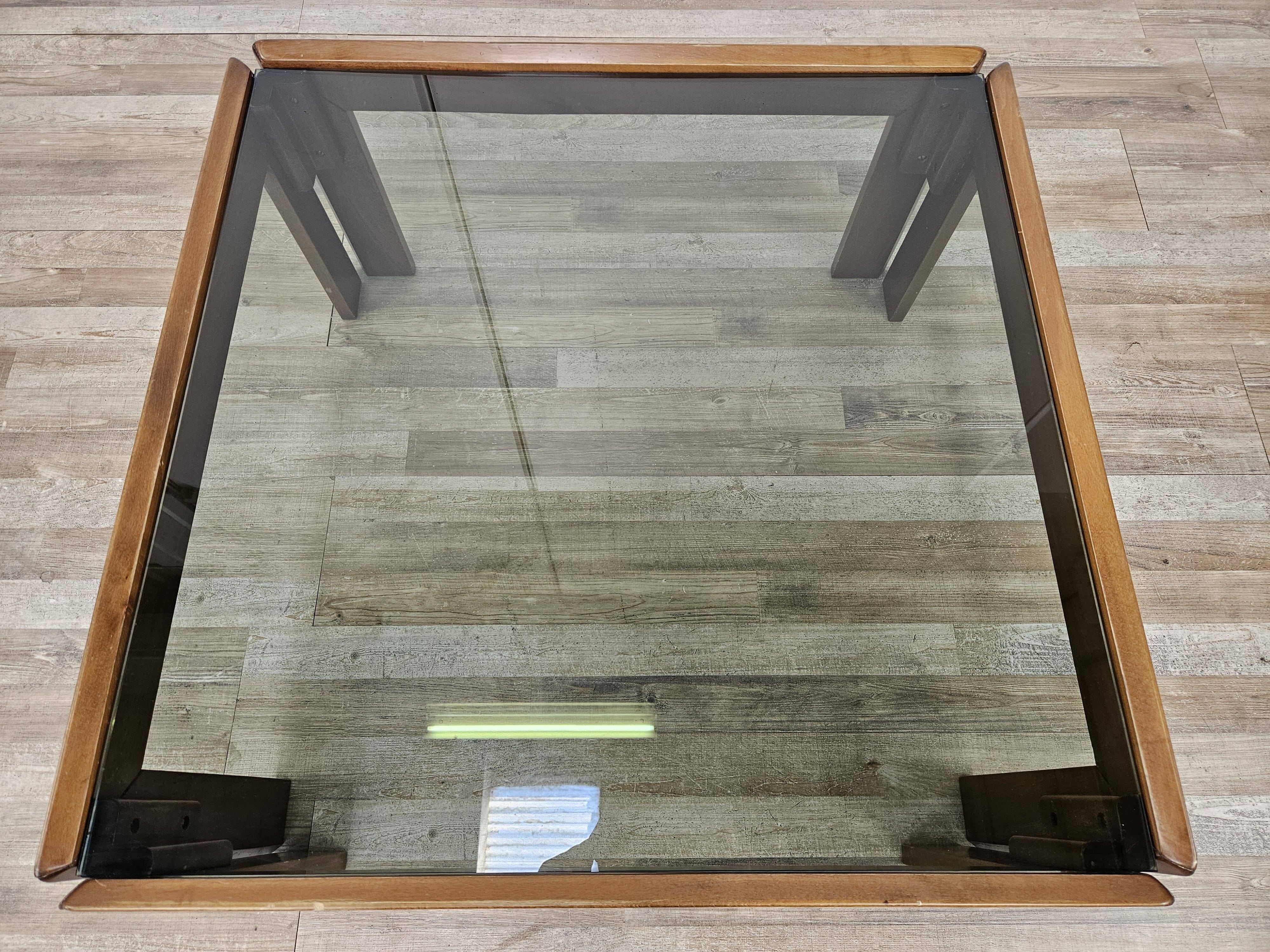 1960s coffee table by Afra and Tobia Scarpa for Cassina with smoked glass