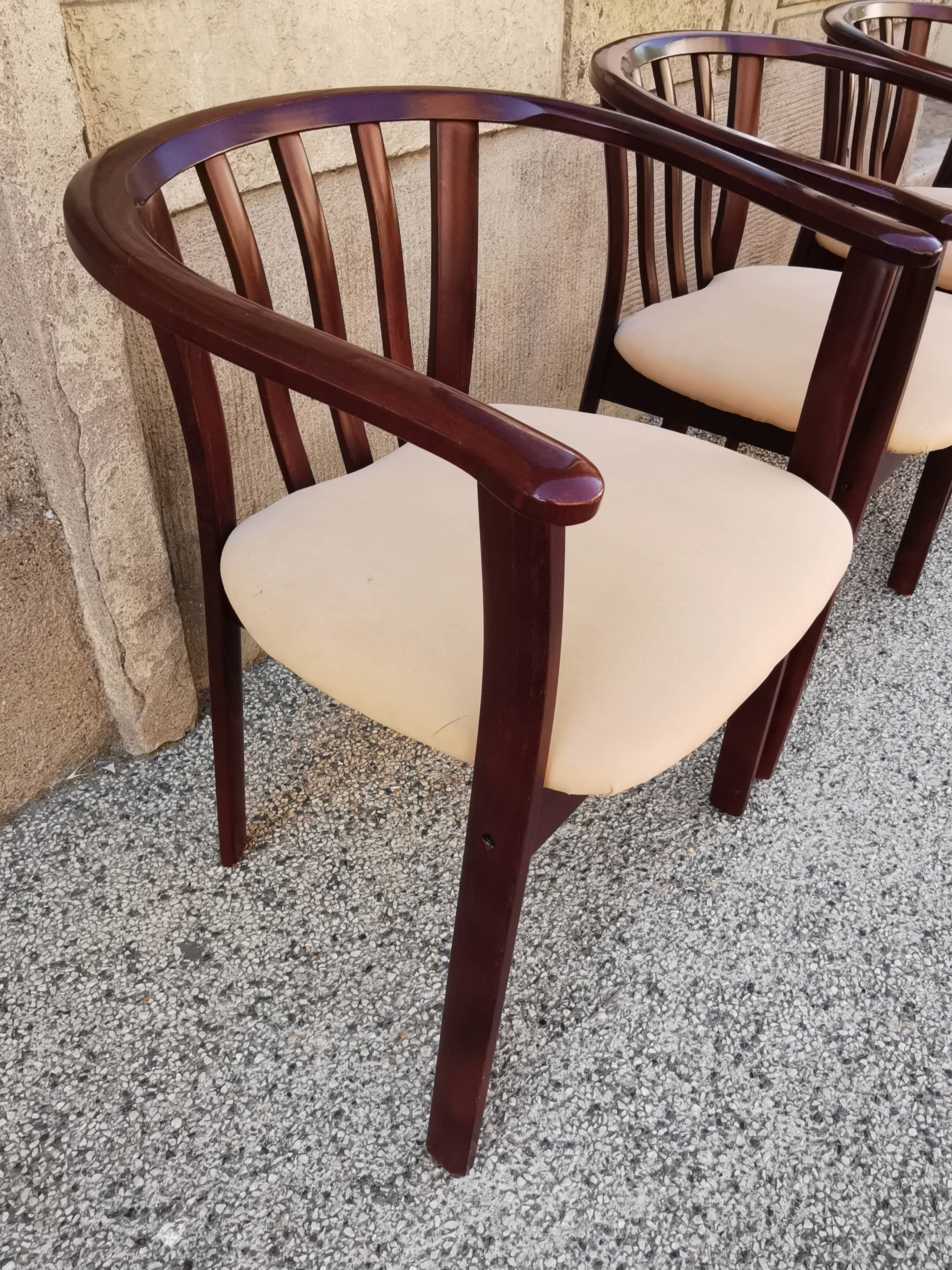 Suite de 4 fauteuils bois vintage années 80