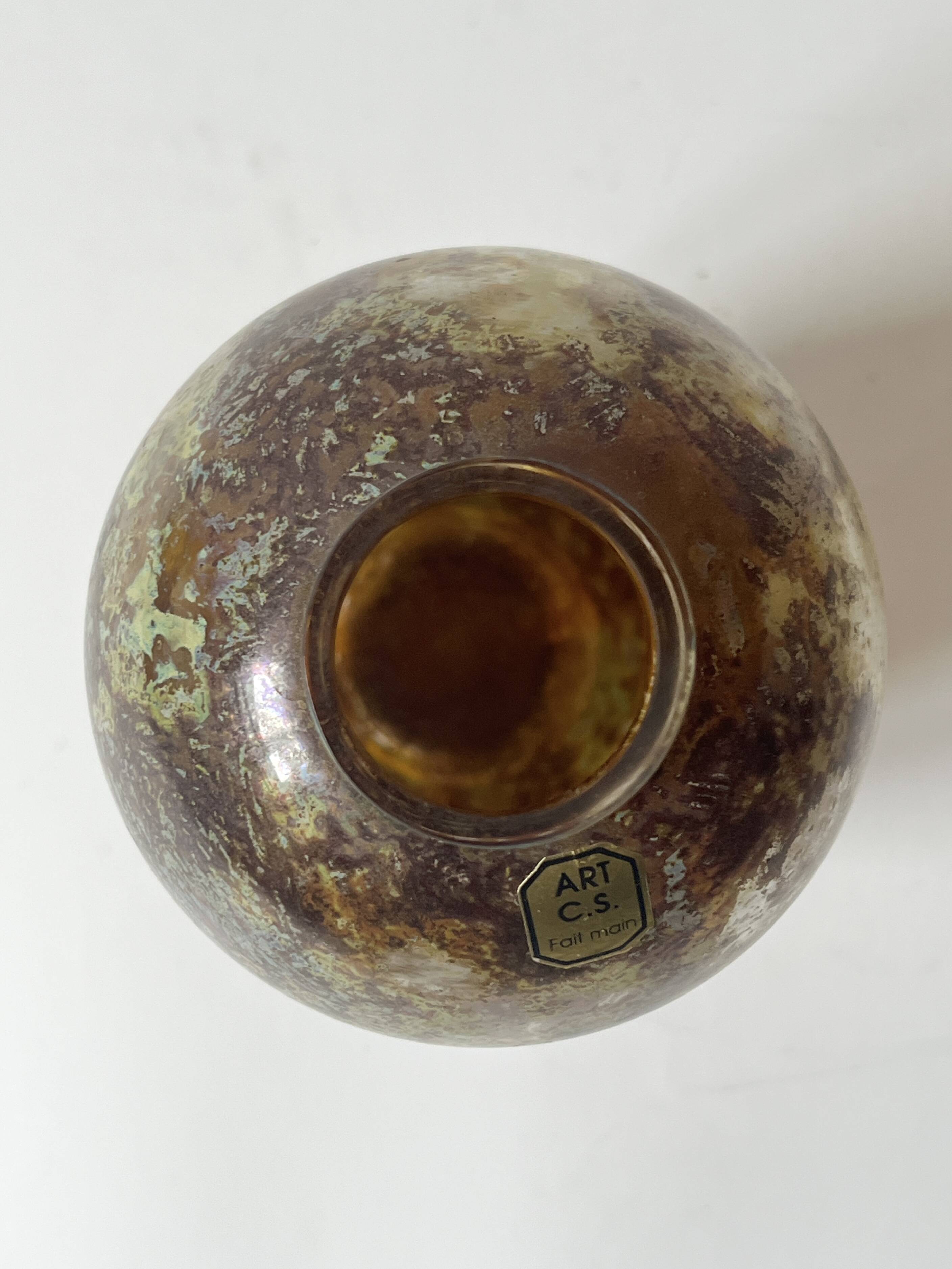 Unique piece 'art cs' handmade - glass vase, circa 1970