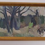 Mid Century Swedish Oil on Panel – “Abstract Woodland” by Bengt Crantz
