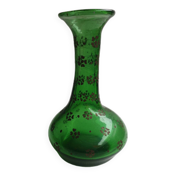 Green blown glass vase from the early 20th century.