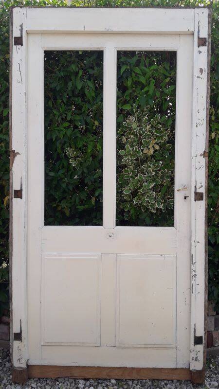 Old glazed door 211.5x105.5cm and its entrance door frame.
