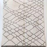 Moroccan Berber carpet M'rirt ecru with black graphic patterns 312x208cm