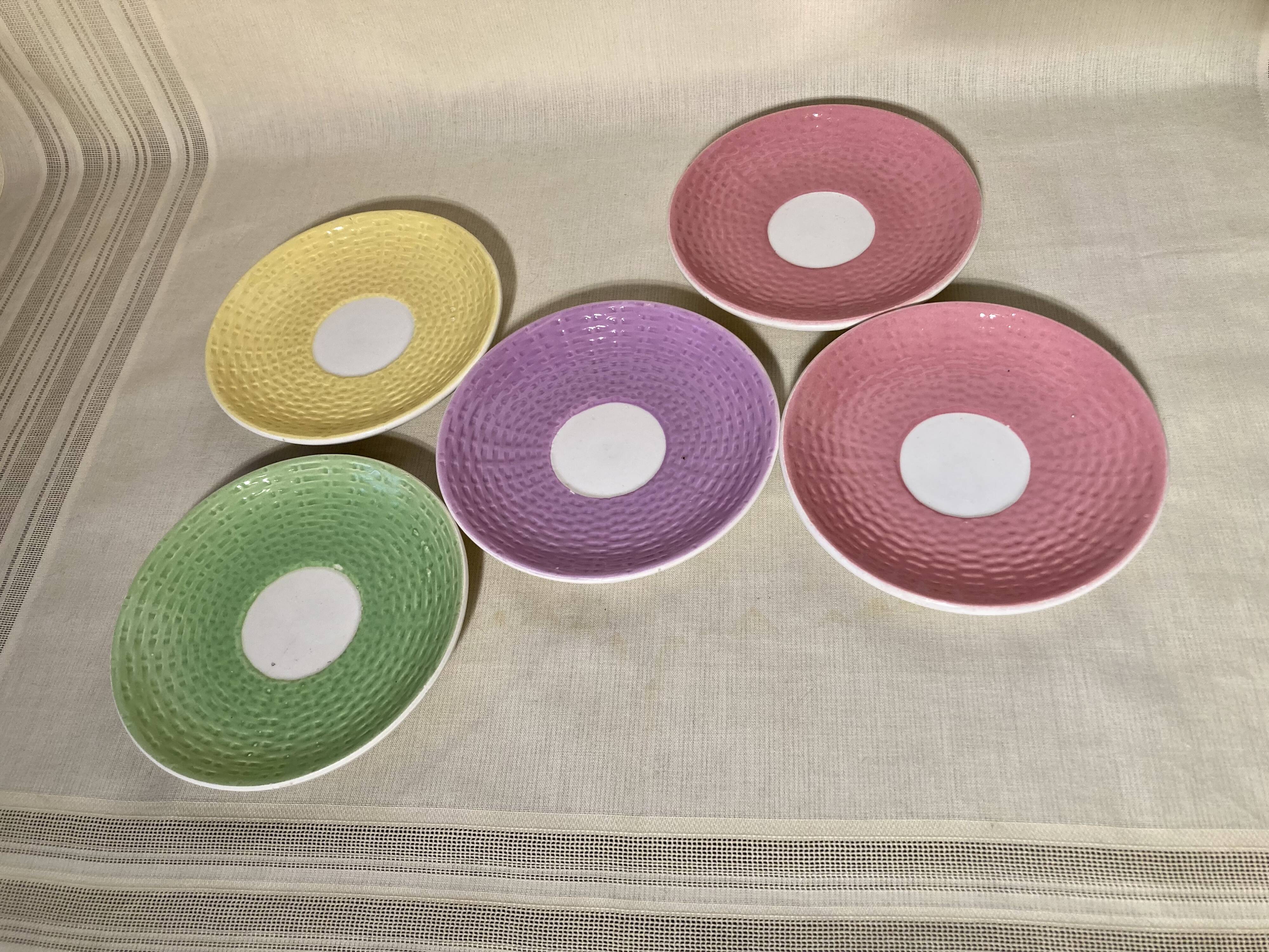 5 cups and vintage coffee saucers Digoin & Sarguemines