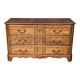 Antique Louis XV style chest of drawers in solid oak.