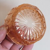 Pink tinted molded crystal powder box