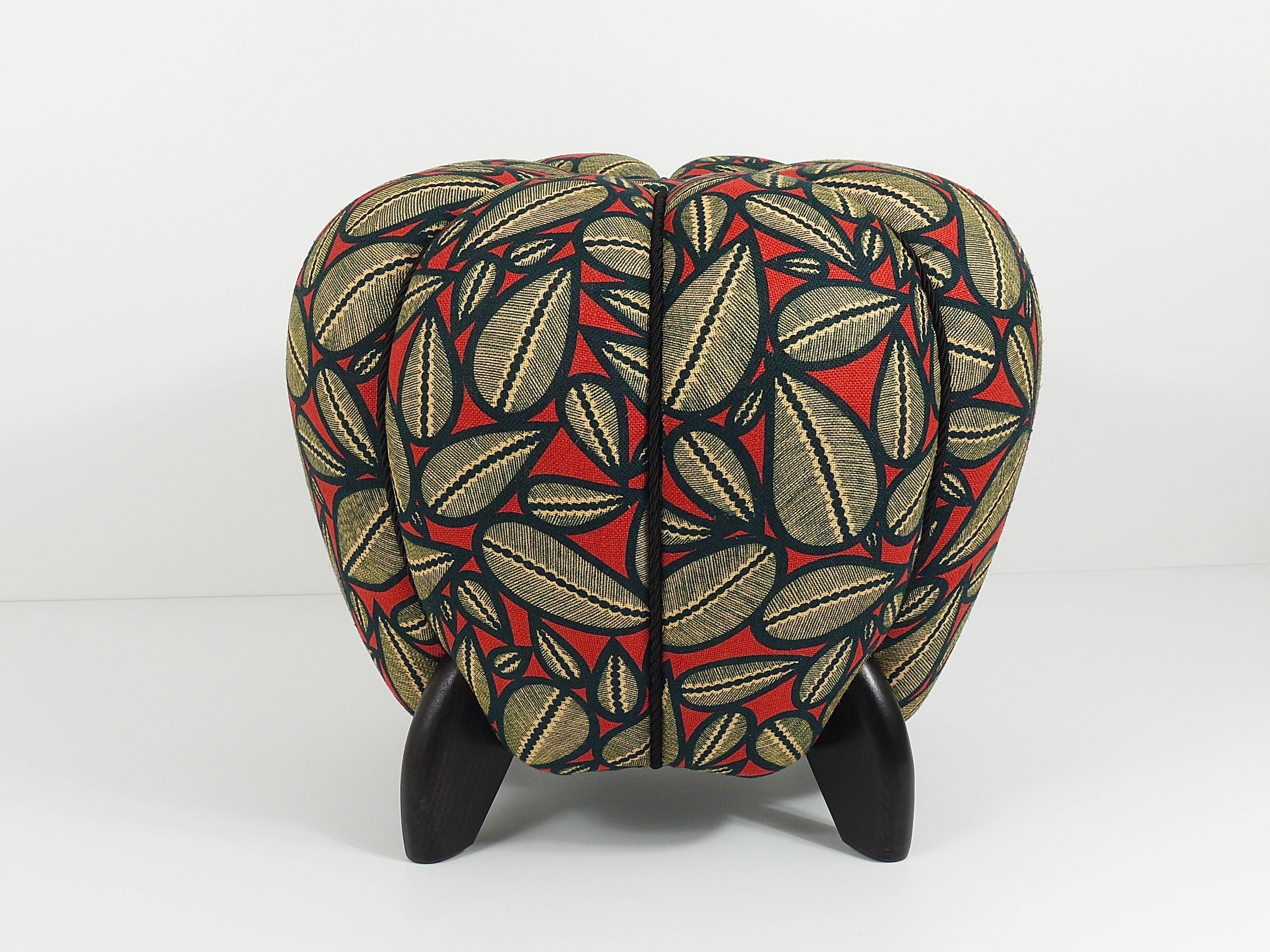 up to 3 Art Deco stools by Jindrich Halabala, leaf pattern, pouf, ottoman, 1930s