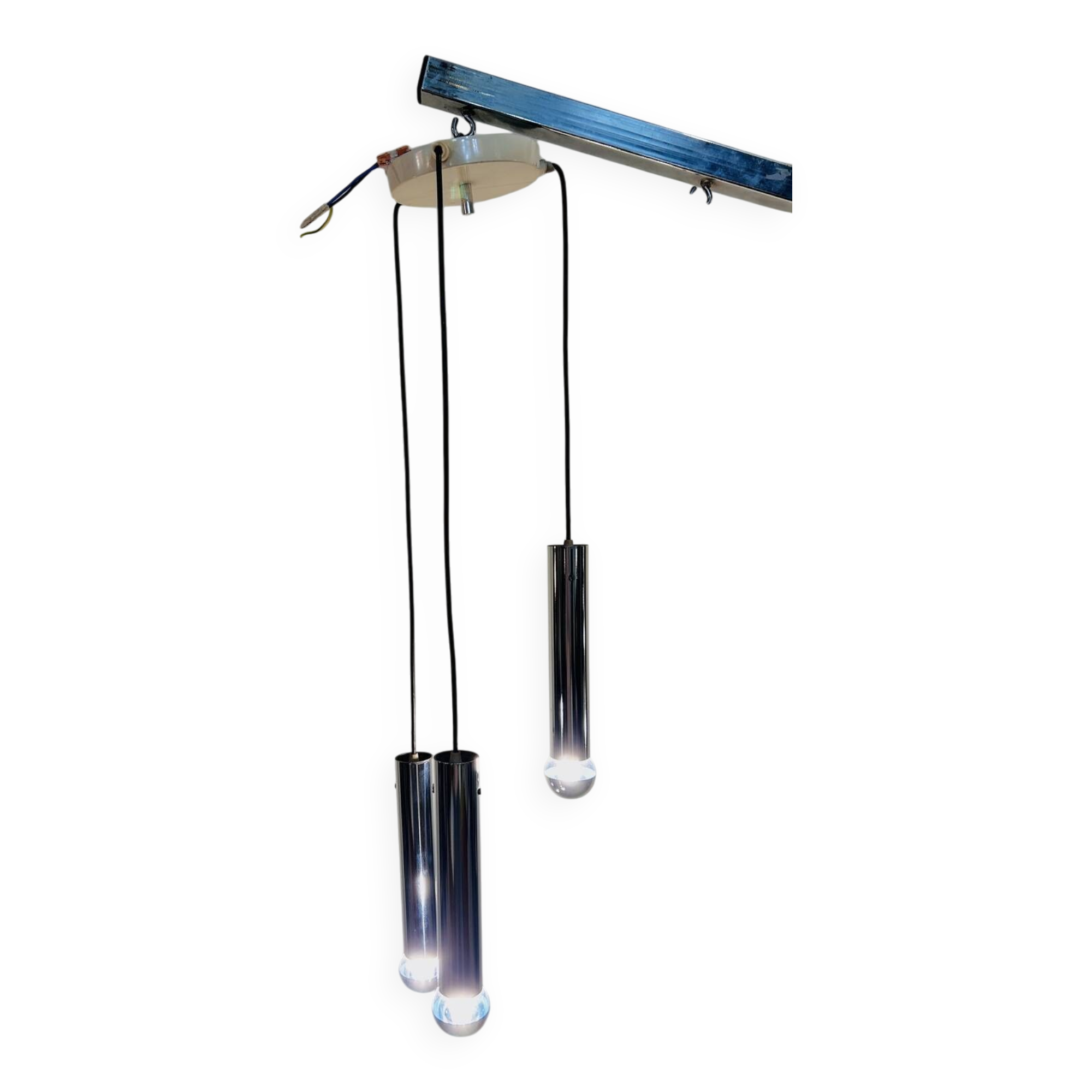 3-Light Tubular Chrome Cascade Pendant Light