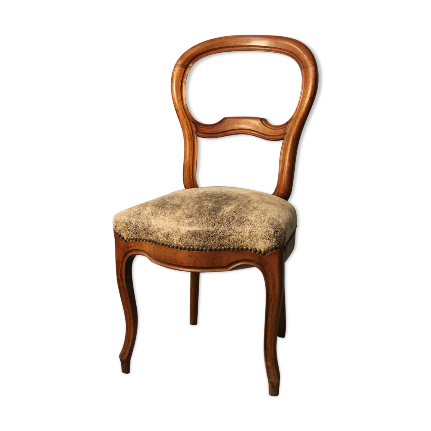 Louis Philippe walnut chair, newly reupholstered