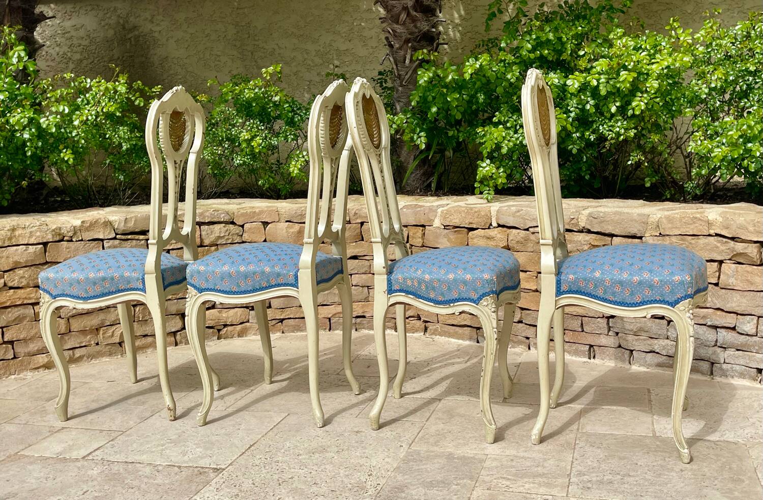 Set of 4 Louis XV style lacquered chairs