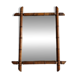 Turned wooden mirror in imitation of bamboo, from the 20s-30s, 54 x 65 cm