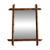 Turned wooden mirror in imitation of bamboo, from the 20s-30s, 54 x 65 cm