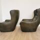 Dark green vintage leather armchair: 1970s Scandinavian style