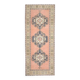 Vintage Turkish Oushak handmade wool cotton brown runner rug 143x347