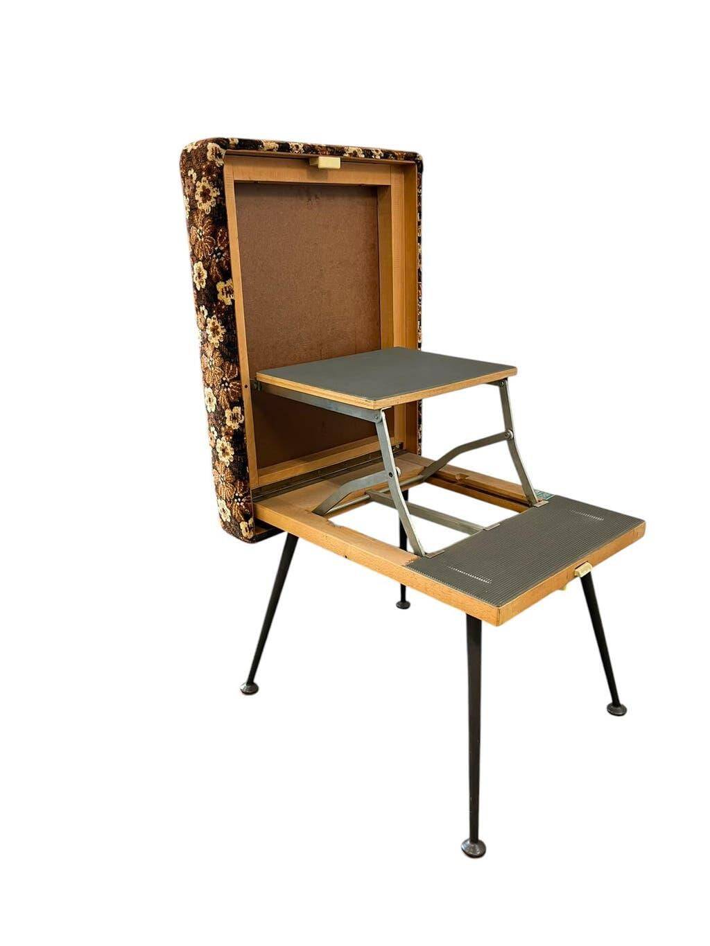 Pouf fleuri vintage / tabouret pliant / petite échelle